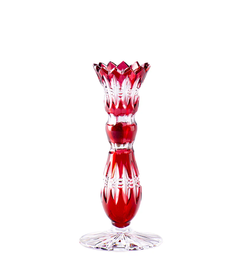 CAESAR CRYSTAL BOHEMIAE - Cherry Red Charm - Slender & Stylish Glassware Vase