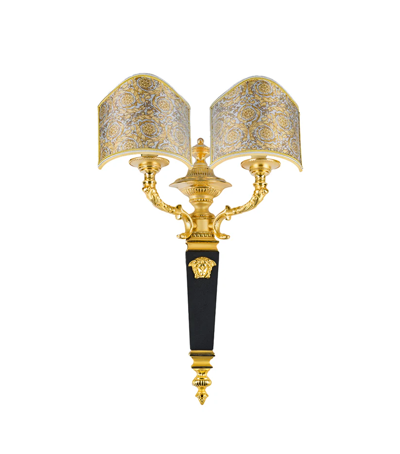 VERSACE - Lampshade – Silk, barrio chino décor, golden background