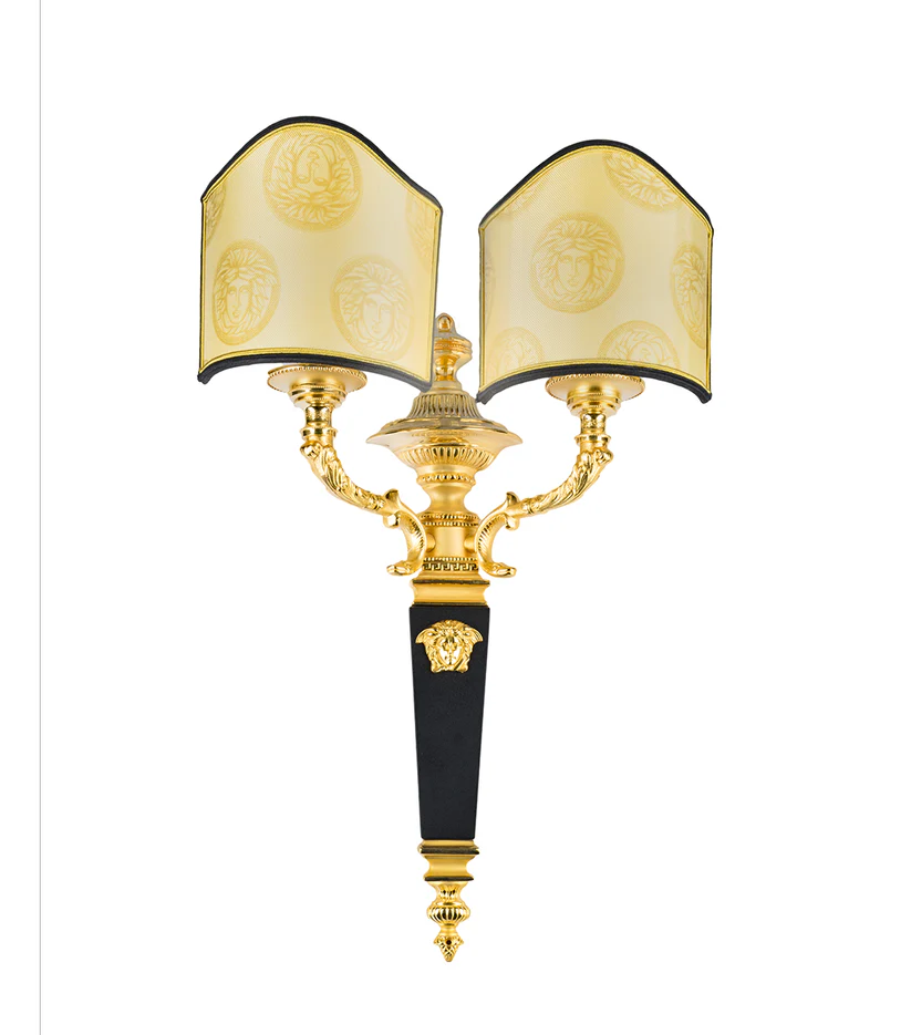 VERSACE - Lampshade – Silk, Gold Medusa Décor, Black rim