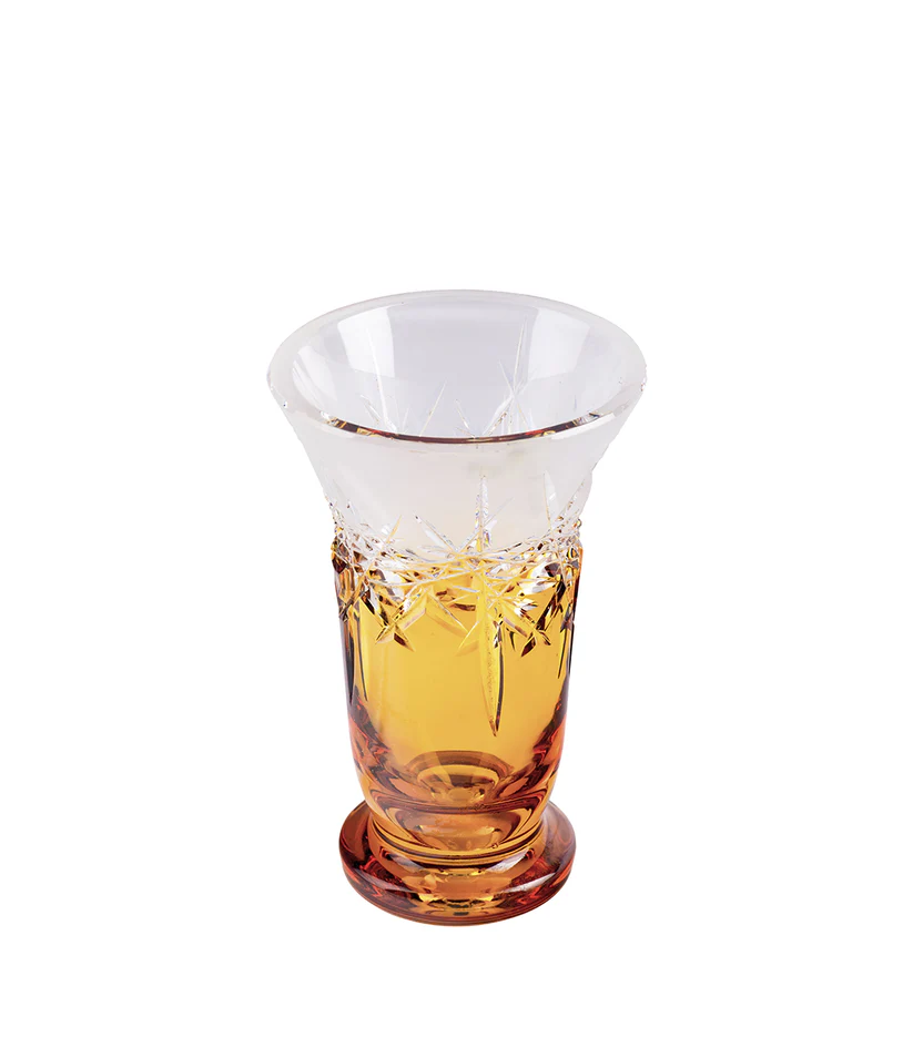 CAESAR CRYSTAL BOHEMIAE - Caramel Vase - Handblown Glass Vase for Floral Arrangements