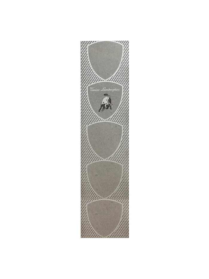 Lamborghini - LE Mans List Acciaio Vert. (TL18LM42)- This exclusive Lamborghini Highlighter logo tile has a very industrial chic and appeals very well to home and workplace décor