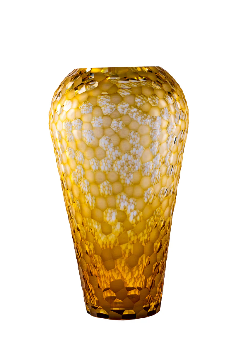 JIRI PACINEK - Luminous Honeycomb Vase - Gold Textured Sturdy & Stylish