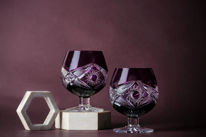 CAESAR CRYSTAL BOHEMIAE - Orchid Crystal Galaxy- Delicately Designed Wine Glass with a Stunning Purple Shade
