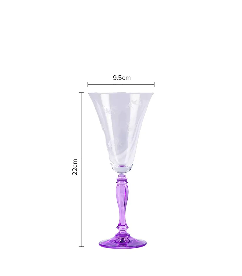 CAESAR CRYSTAL BOHEMIAE - Bell Shaped Crystal-cut Glass in Blue color - Bespoke Cocktail Blue Flute Glass with Fine Detailing.