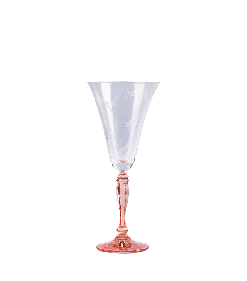 CAESAR CRYSTAL BOHEMIAE - Bell Shaped Crystal Cut Glass in Orange Color - Bespoke Cocktail Glass with Fine Detailing.