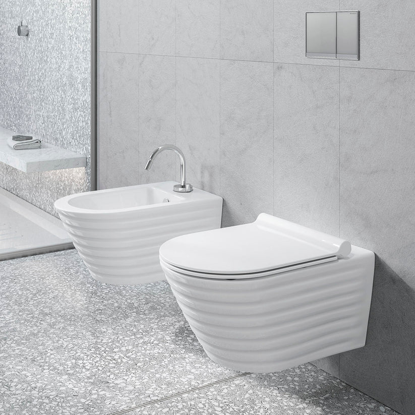 CATALANO _ 1VS55RZE00 - Zero Ribbed WC with Soft Close Seat Cover and Fixing Kit.